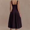 Vestido midi de algodón con cintura baja Natascha – Chocolate Vestido midi de algodón con cintura baja Natascha – Chocolate