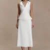 Vestido midi de algodón con cuello halter Yanina – Blanco Vestido midi de algodón con cuello halter Yanina – Blanco