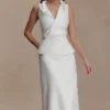 Vestido midi de algodón con cuello halter Yanina – Blanco Vestido midi de algodón con cuello halter Yanina – Blanco