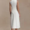 Vestido midi de algodón con cuello halter Yanina – Blanco Vestido midi de algodón con cuello halter Yanina – Blanco