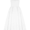 Vestido midi de algodón con fruncido en la cintura Monika – Blanco