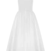 Vestido midi de algodón con fruncido en la cintura Monika – Blanco