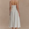 Vestido midi de algodón fruncido Elias – Blanco