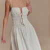 Vestido midi de algodón fruncido Elias – Blanco
