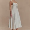 Vestido midi de algodón fruncido Elias – Blanco