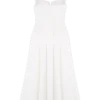 Vestido midi de algodón fruncido Elias – Blanco