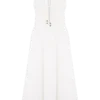 Vestido midi de algodón fruncido Elias – Blanco