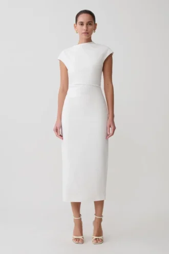 Vestido midi de algodón Lorena – Blanco