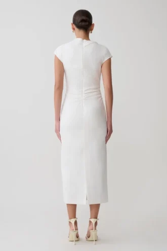 Vestido midi de algodón Lorena – Blanco