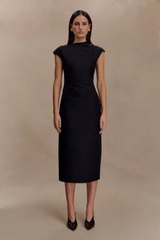 Vestido midi de algodón Lorena – Negro