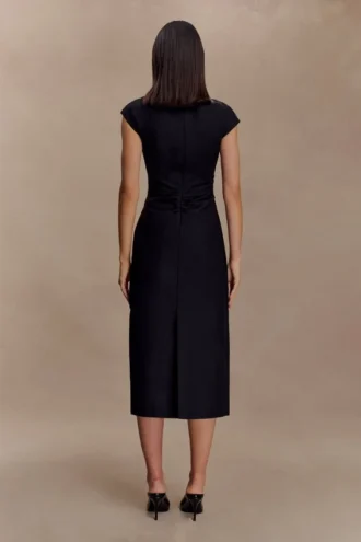 Vestido midi de algodón Lorena – Negro