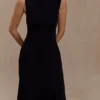 Vestido midi de corte A en crepé Callista – Negro