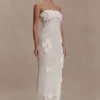 Vestido midi de croché con flores Samantha – Marfil Vestido midi de croché con flores Samantha – Marfil
