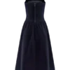Vestido midi de Denim con cuello halter Caroline – Azul índigo Vestido midi de Denim con cuello halter Caroline – Azul índigo