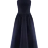 Vestido midi de Denim con cuello halter Caroline – Azul índigo Vestido midi de Denim con cuello halter Caroline – Azul índigo