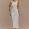 Vestido midi de Denim Reyna – Blanco Vestido midi de Denim Reyna – Blanco