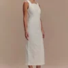 Vestido midi de Denim Reyna – Blanco Vestido midi de Denim Reyna – Blanco
