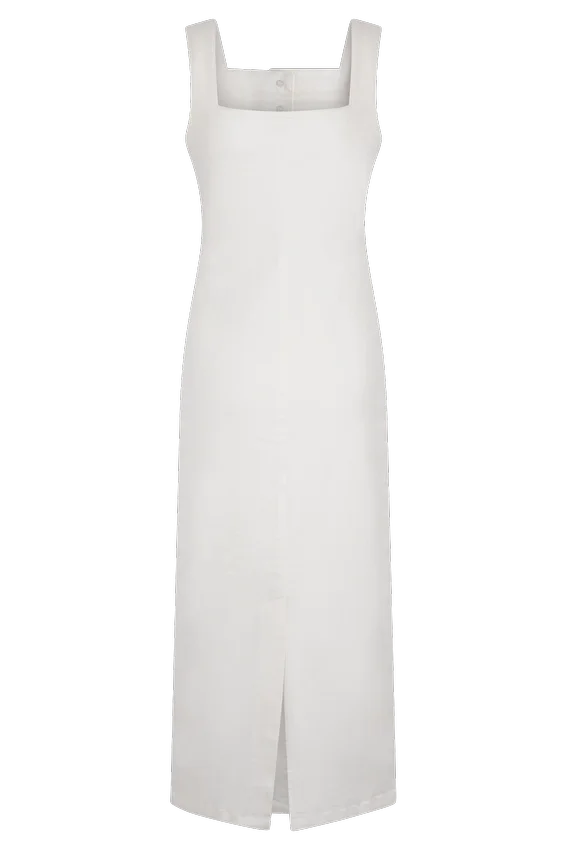 Vestido midi de Denim Reyna – Blanco Vestido midi de Denim Reyna – Blanco