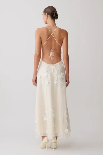 Vestido midi de encaje floral Odette – Buttermilk