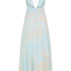 Vestido midi de gasa con escote pronunciado Cyra – Estampado floral azul Vestido midi de gasa con escote pronunciado Cyra – Estampado floral azul