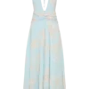 Vestido midi de gasa con escote pronunciado Cyra – Estampado floral azul Vestido midi de gasa con escote pronunciado Cyra – Estampado floral azul