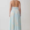 Vestido midi de gasa con escote pronunciado Cyra – Estampado floral azul Vestido midi de gasa con escote pronunciado Cyra – Estampado floral azul