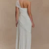 Vestido midi de gasa fruncida Tamara – Blanco