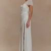 Vestido midi de gasa fruncida Tamara – Blanco