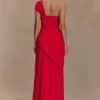 Vestido midi de gasa fruncida Tamara – Rojo