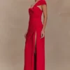 Vestido midi de gasa fruncida Tamara – Rojo