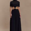 Vestido midi de gasa Georgina – Negro