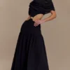 Vestido midi de gasa Georgina – Negro