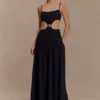 Vestido midi de gasa Georgina – Negro