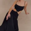 Vestido midi de gasa Georgina – Negro