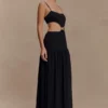 Vestido midi de gasa Georgina – Negro