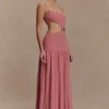 Vestido midi de gasa Georgina – Rosa quemado Vestido midi de gasa Georgina – Rosa quemado