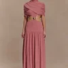 Vestido midi de gasa Georgina – Rosa quemado Vestido midi de gasa Georgina – Rosa quemado