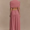 Vestido midi de gasa Georgina – Rosa quemado Vestido midi de gasa Georgina – Rosa quemado