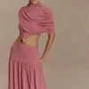 Vestido midi de gasa Georgina – Rosa quemado Vestido midi de gasa Georgina – Rosa quemado