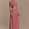 Vestido midi de gasa Georgina – Rosa quemado Vestido midi de gasa Georgina – Rosa quemado
