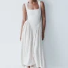 Vestido midi de jersey scuba Sharon – Marfil Vestido midi de jersey scuba Sharon – Marfil