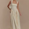 Vestido midi de jersey scuba Sharon – Marfil Vestido midi de jersey scuba Sharon – Marfil
