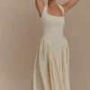 Vestido midi de jersey scuba Sharon – Marfil Vestido midi de jersey scuba Sharon – Marfil