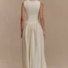 Vestido midi de jersey scuba Sharon – Marfil Vestido midi de jersey scuba Sharon – Marfil