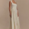 Vestido midi de jersey scuba Sharon – Marfil Vestido midi de jersey scuba Sharon – Marfil