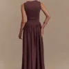 Vestido midi de jersey scuba Sharon – Marrón cacao Vestido midi de jersey scuba Sharon – Marrón cacao