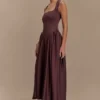 Vestido midi de jersey scuba Sharon – Marrón cacao Vestido midi de jersey scuba Sharon – Marrón cacao