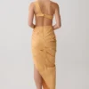 Vestido midi de lino Birgit con detalles metálicos – Melocotón intenso Vestido midi de lino Birgit con detalles metálicos – Melocotón intenso