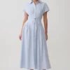Vestido midi de lino con botones Aysha – Azul aciano Vestido midi de lino con botones Aysha – Azul aciano