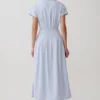 Vestido midi de lino con botones Aysha – Azul aciano Vestido midi de lino con botones Aysha – Azul aciano